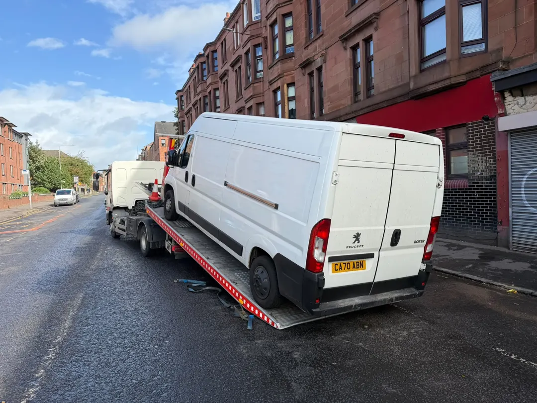 Panel van carried on a Lifesaver recovery truck
